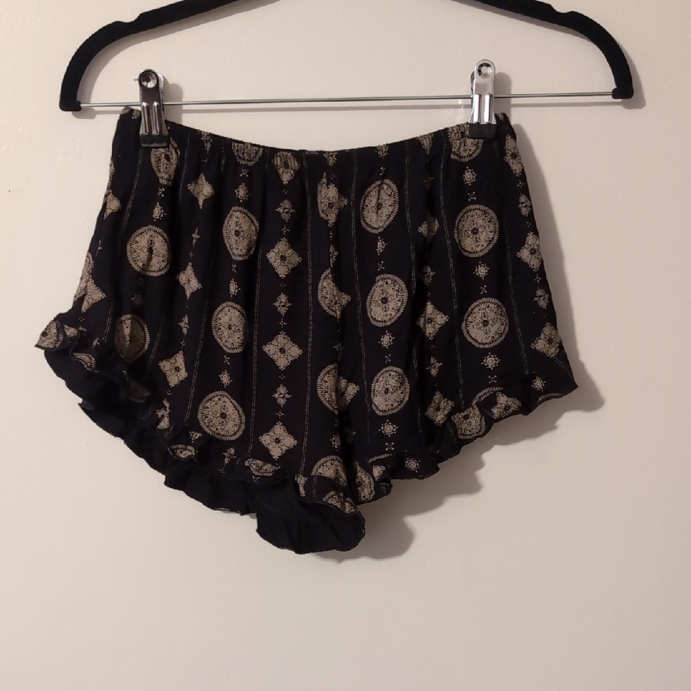 Lira Black and Gold Patterned Shorts